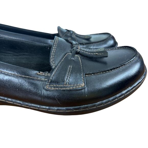 Clarks Ashland Bubble Slip On Black Leather Women Tassel Loafer Comfort Shoes 11 - Picture 13 of 15